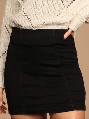 Free People Modern Femme Black Denim Mini Skirt Size 12